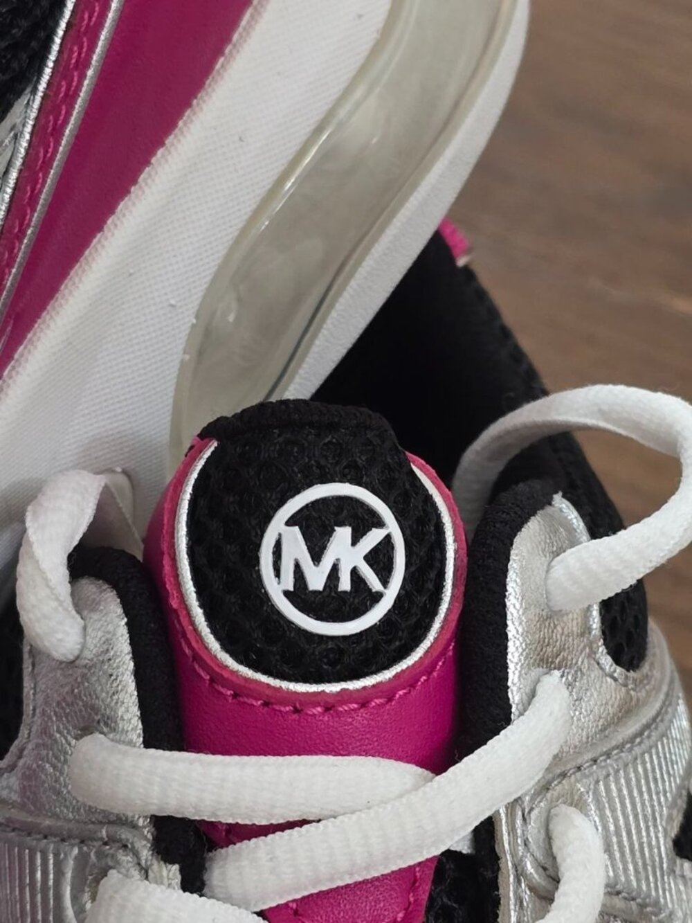 Michael Kors Women's Designer Chunky Sneakers Size 8 Silver Pink Black NWOB - Picture 4 of 13